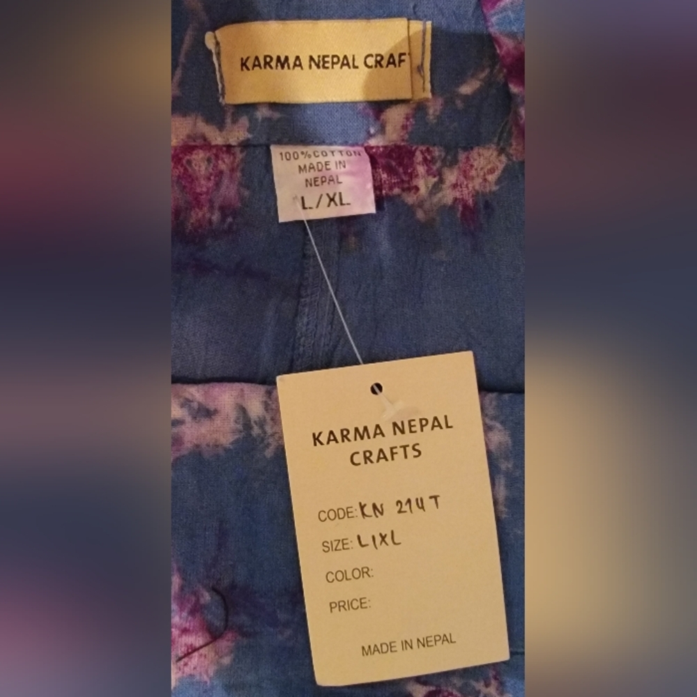KARMA NEPAL CRAFTS L/XL Handmade craftsmanship and comfort.  Tie Dye Jumpsuit. - Picture 4 of 11